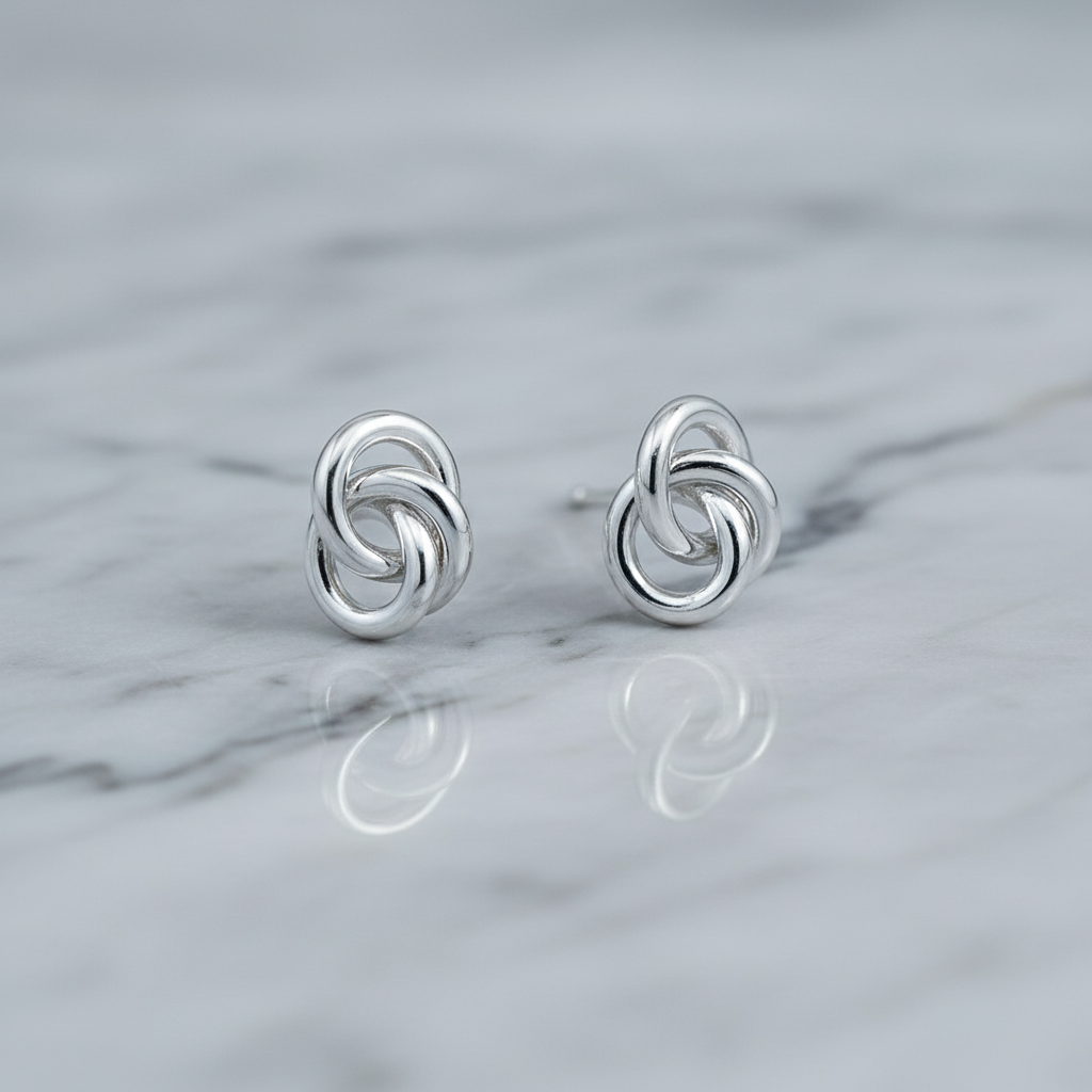 Sterling Silver Russian Knot Stud Earrings