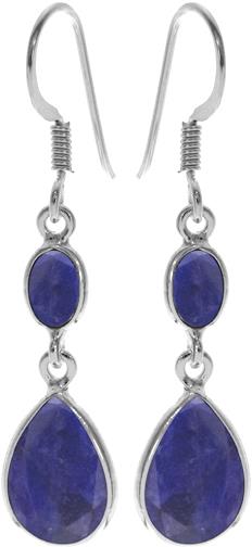 Sterling Silver Marquise Teardrop Sapphire Quartz Earrings