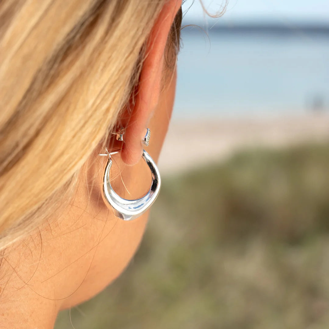 Sea Gems Silver Origins Organic Hoop Earrings