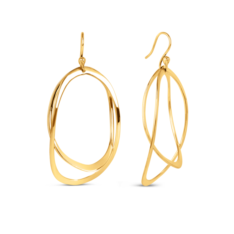 Gold Vermeil Double Large Oval Dangly Earrings