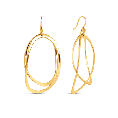 Gold Vermeil Double Large Oval Dangly Earrings