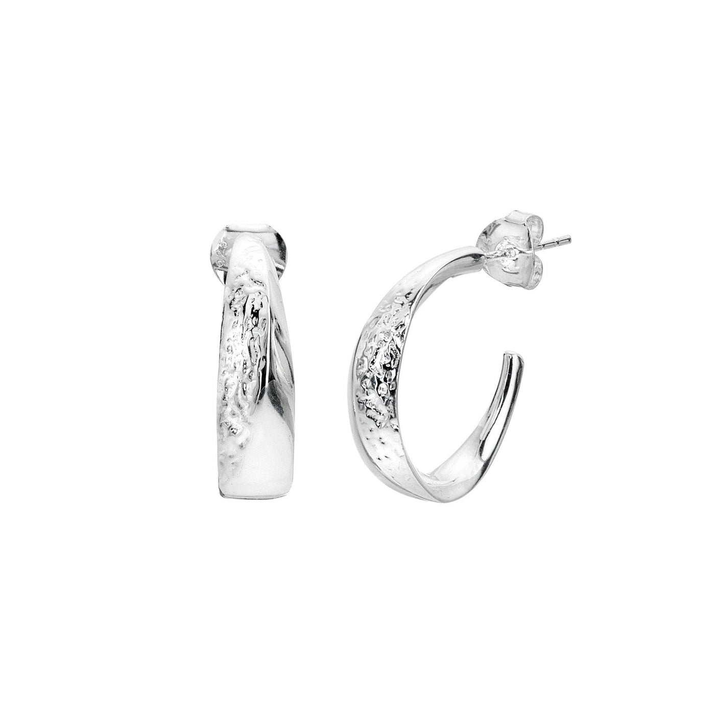 Sea Gems Sterling Silver Hoop Earrings with Seawater Design - Rococo Jewellery