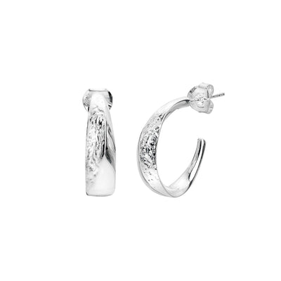 Sea Gems Sterling Silver Hoop Earrings with Seawater Design - Rococo Jewellery