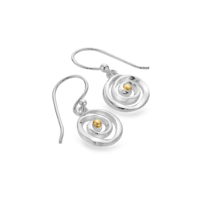 Sea Gems Gold & Silver Swirl Drop Earrings