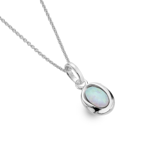 Sterling Silver Opalite Stone Pendant Necklace