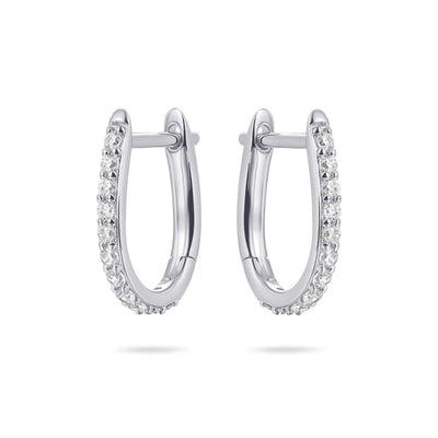 Sterling Silver Cubic Zirconia Oval Hoop Earrings