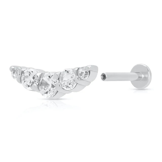Scream Pretty Silver Zirconia Curve Helix Single Flat Back Earring