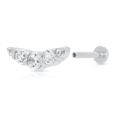 Scream Pretty Silver Zirconia Curve Helix Single Flat Back Earring