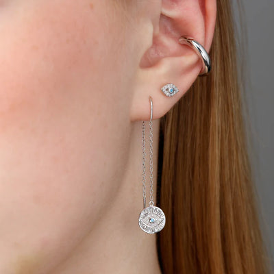 Scream Pretty Silver Cubic Zirconia Evil Eye Stud Earrings