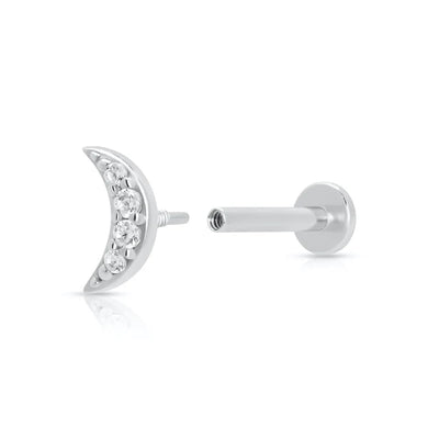 Scream Pretty Silver Zirconia Moon Single Flat Back Earring