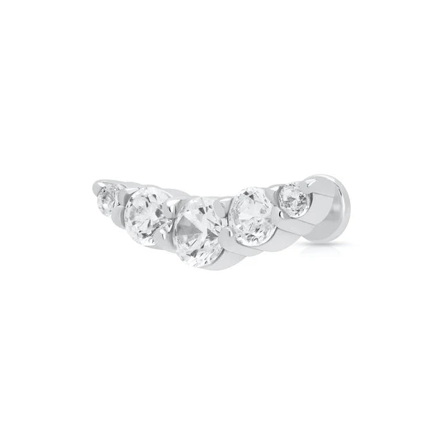 Scream Pretty Silver Zirconia Curve Helix Single Flat Back Earring