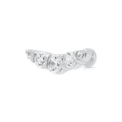 Scream Pretty Silver Zirconia Curve Helix Single Flat Back Earring