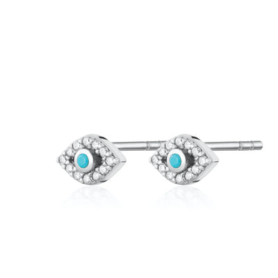 Scream Pretty Silver Cubic Zirconia Evil Eye Stud Earrings