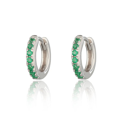 Scream Pretty Silver Green Zirconia Huggie Hoop Earrings