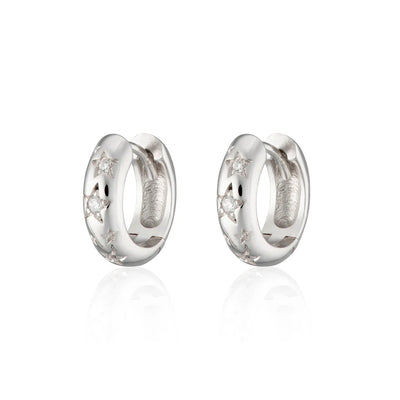 Scream Pretty Silver Celestial Chunky Huggie Hoop Earrings