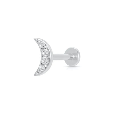 Scream Pretty Silver Zirconia Moon Single Flat Back Earring