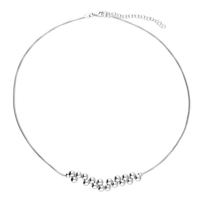 Sterling Silver Central Double Bead Necklace