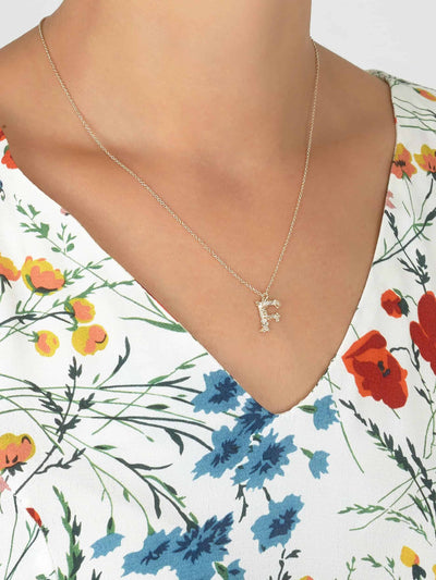 Alex Monroe Sterling Silver Floral Letter F Pendant Necklace