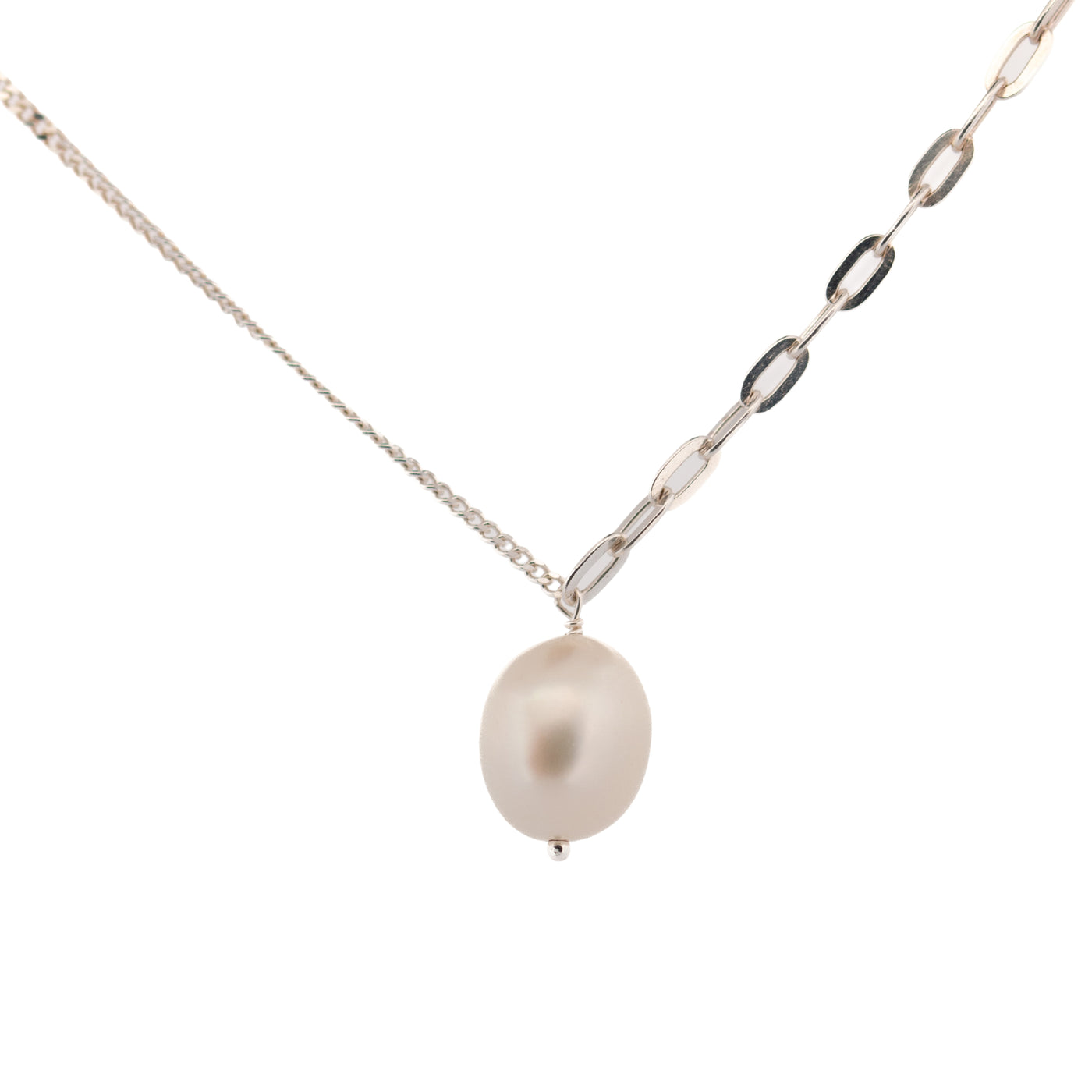 Dainty London Silver Large Pearl Necklace