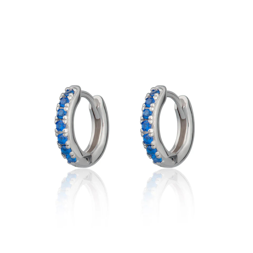 Scream Pretty Silver Blue Zirconia Huggie Hoop Earrings