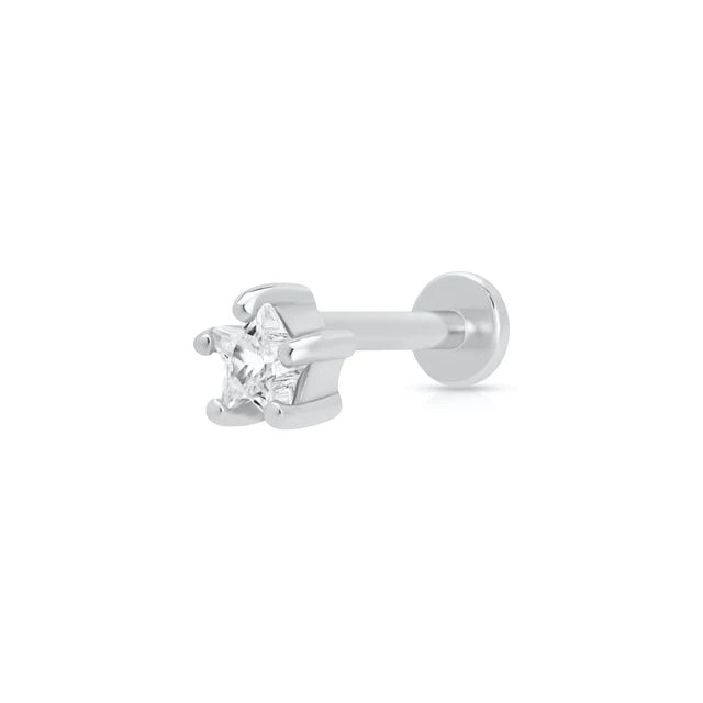 Scream Pretty Silver Sparkling Star Single Flat Back Earring