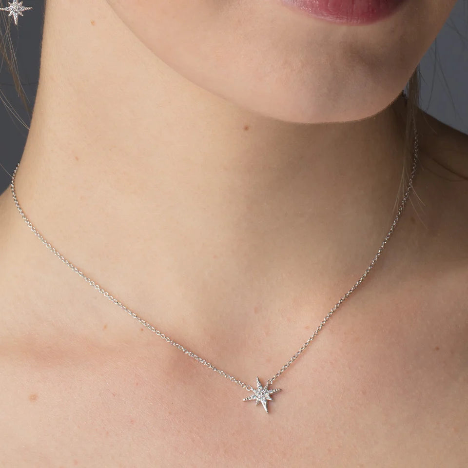 Scream Pretty Silver Cubic Zirconia Starburst Necklace