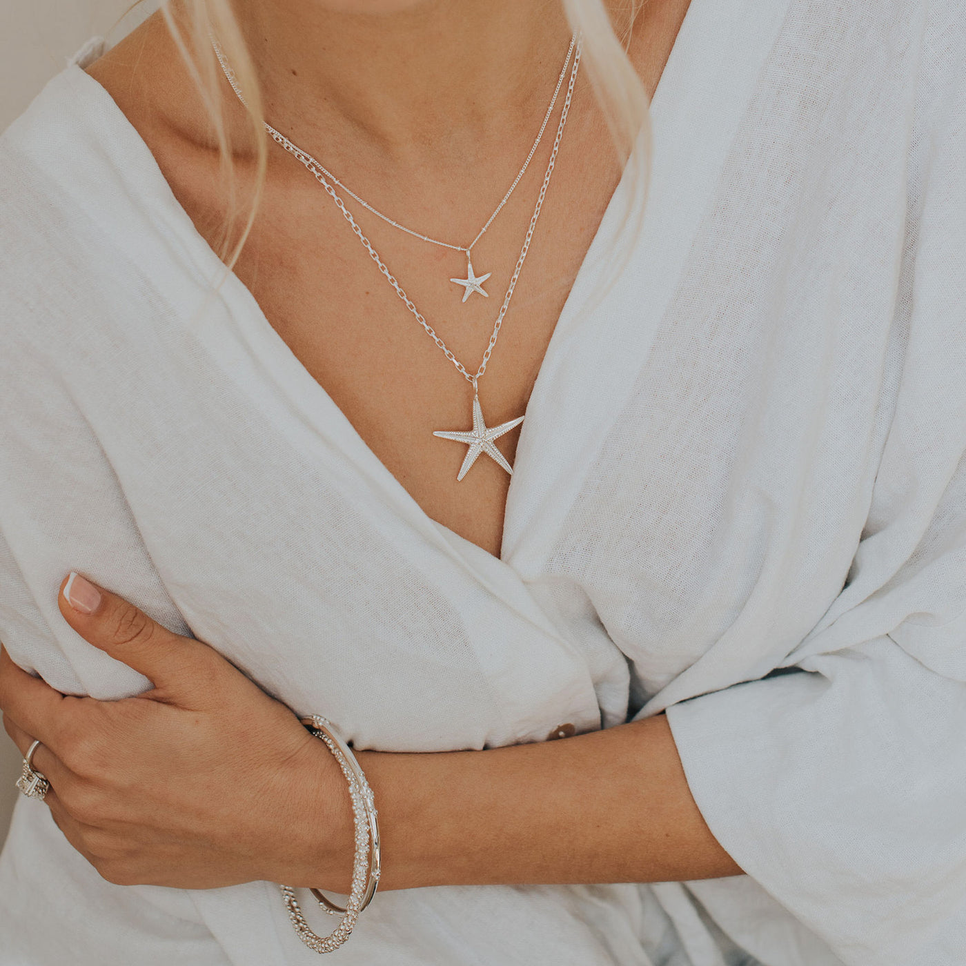 Dainty London Silver Small Starfish Necklace