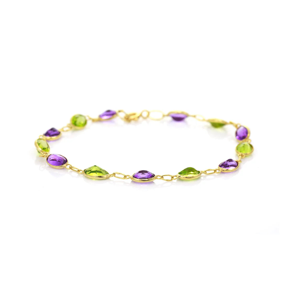 Simon Alexander Amethyst & Peridot Bezel Set Bracelet