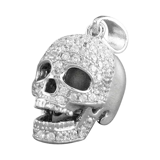 Sterling Silver Cubic Zirconia Skull Pendant