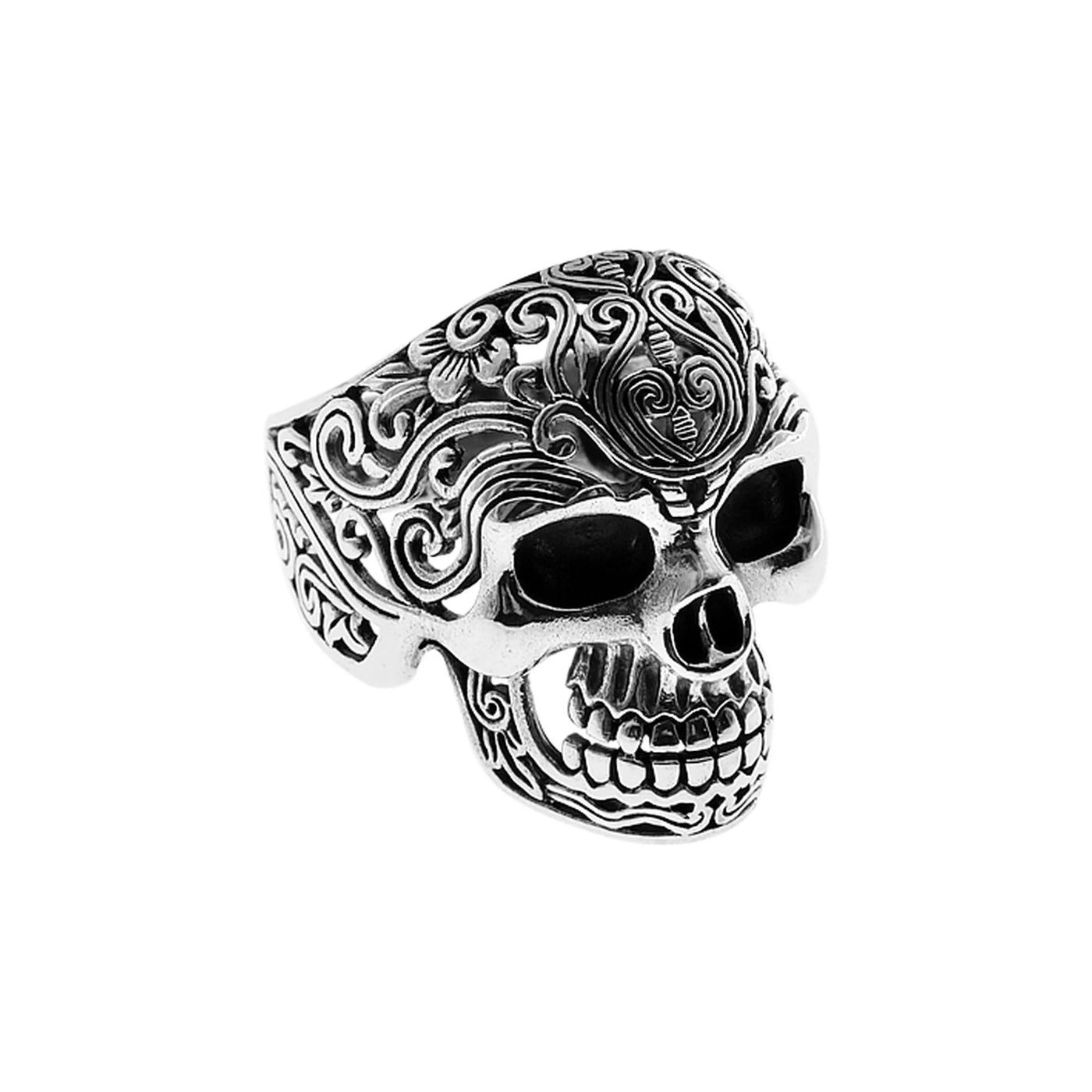 Sterling Silver Ornate Skull Ring