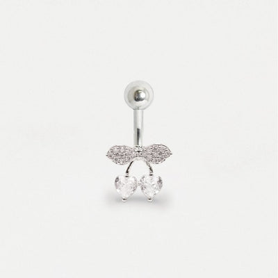 Silver Multi-Gem Love Ribbon Belly Bar