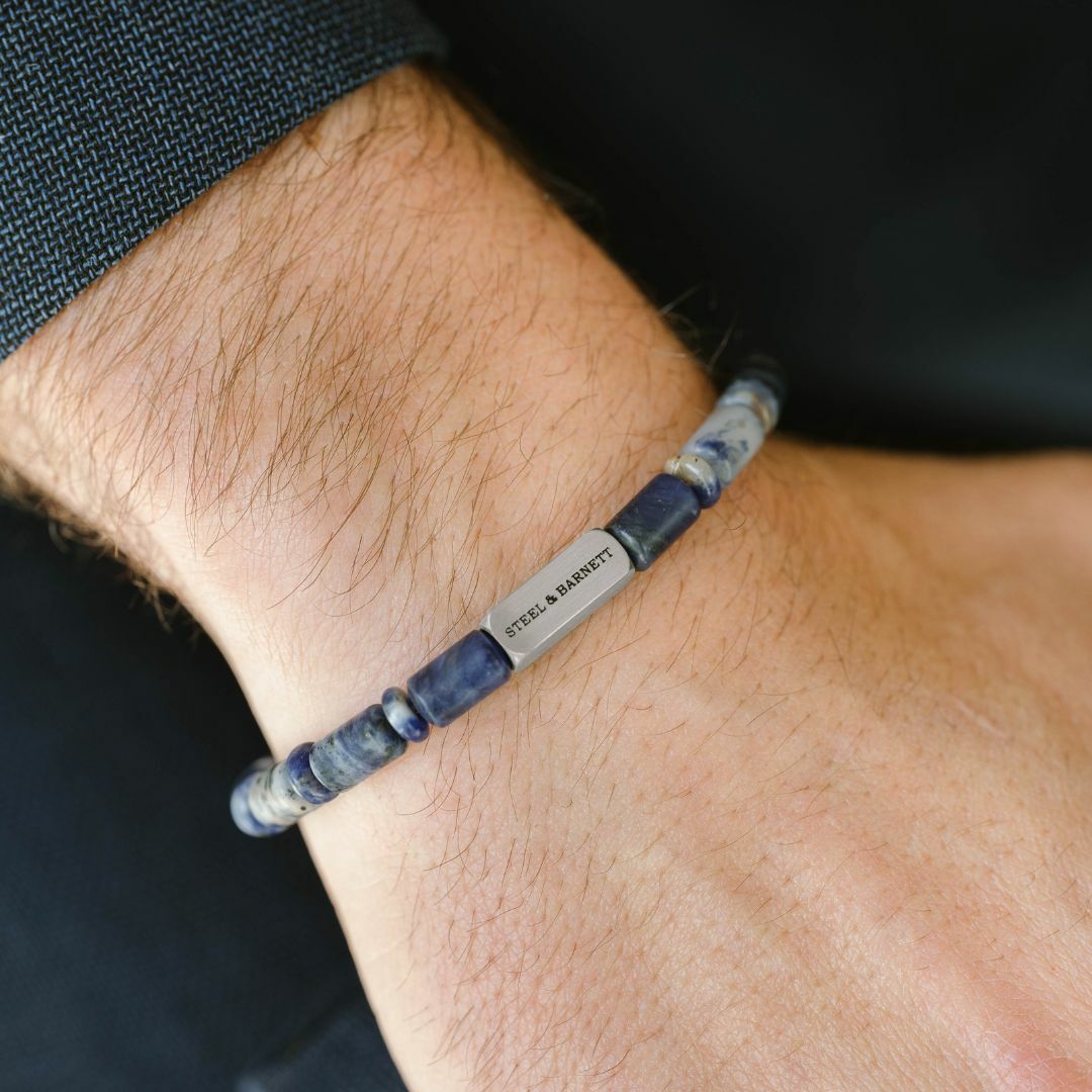 Sodalite Gemstone Barrel Bead Bracelet