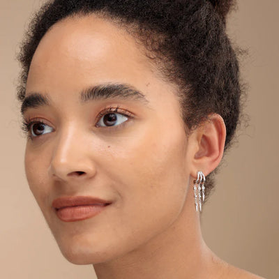 Scream Pretty Silver Claw Drop Hoop Earrings