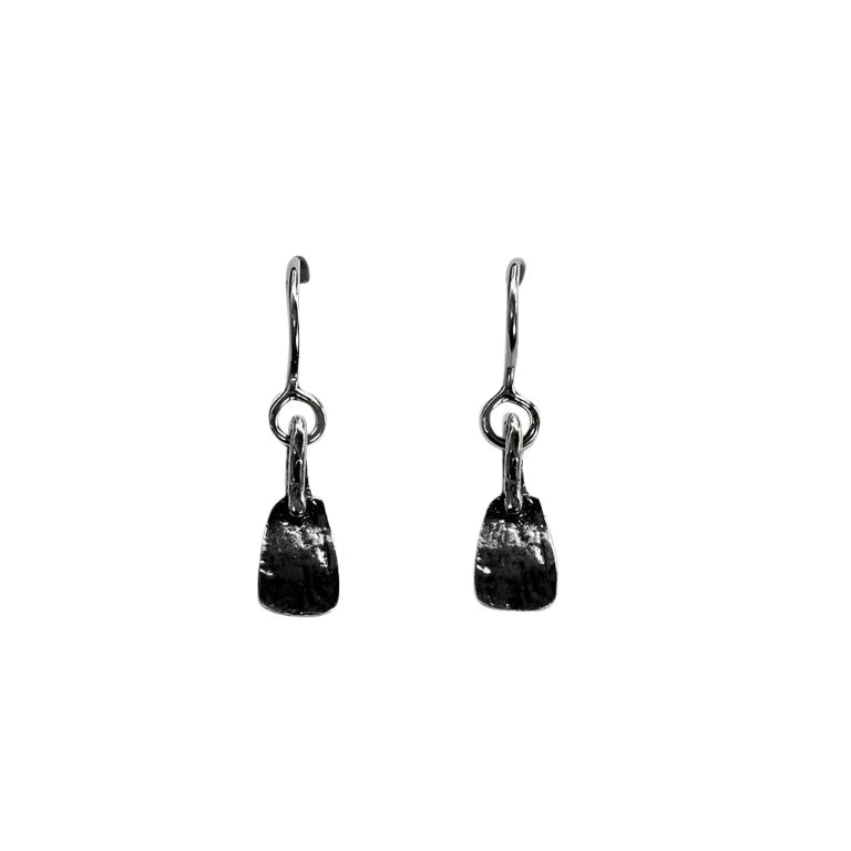 Sterling Silver Black Oxidised Spade Drop Earrings