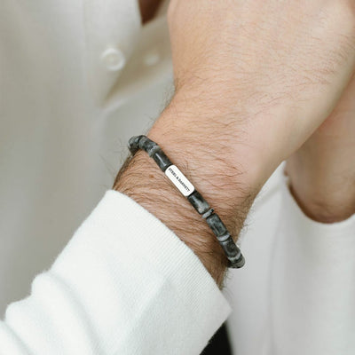 Spectrolite Gemstone Barrel Bead Bracelet