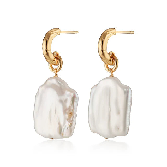 Scream Pretty Gold Molten Pearl Charm Earrings