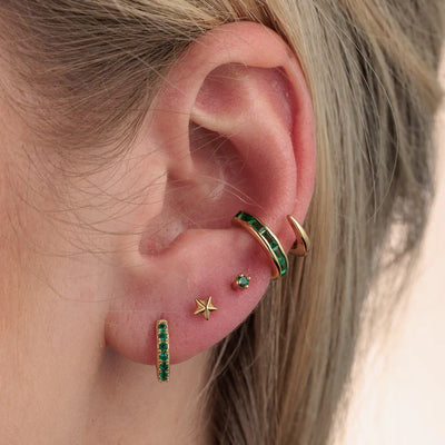 Scream Pretty Gold Green Zirconia Flat Back Earrings