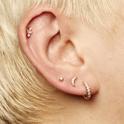 Scream Pretty Gold Cubic Zirconia Single Flat Back Earring