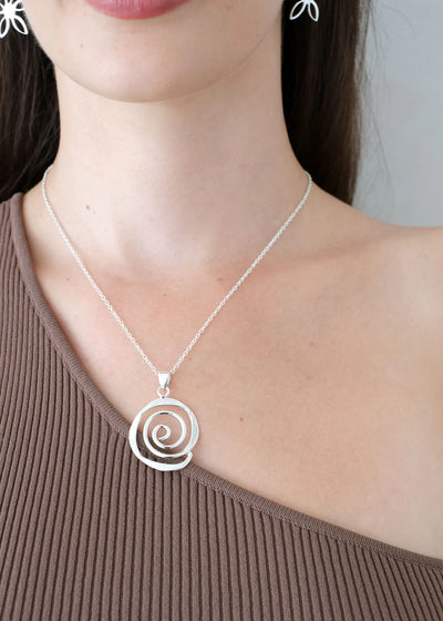 Sterling Silver Sculptured Spiral Pendant Necklace