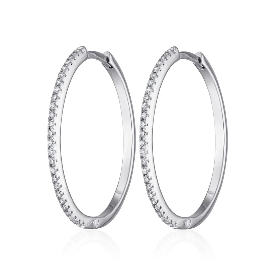 Scream Pretty Silver Slim Sparkling Hoop Earrings