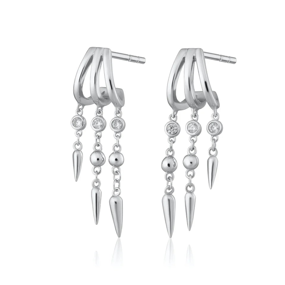 Scream Pretty Silver Claw Drop Hoop Earrings