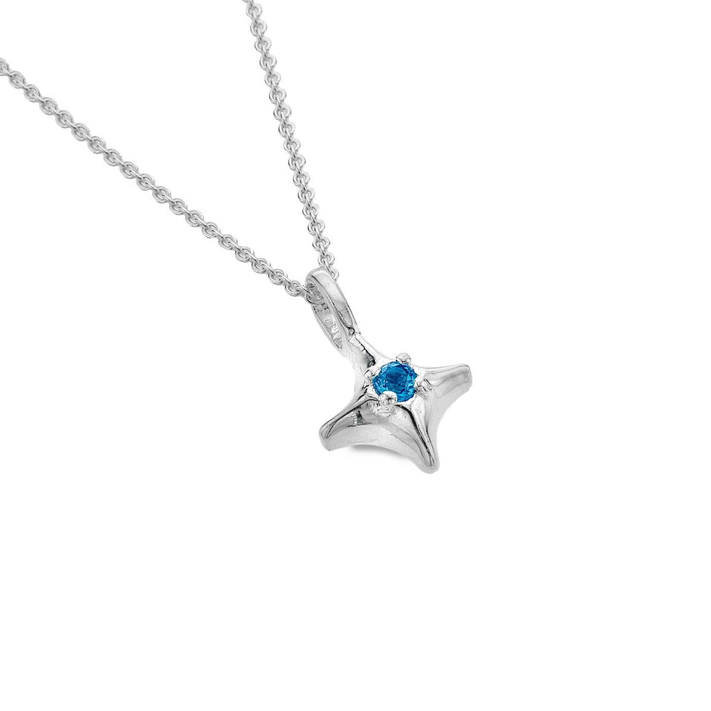 Sea Gems Sterling Silver Blue Topaz North Star Pendant