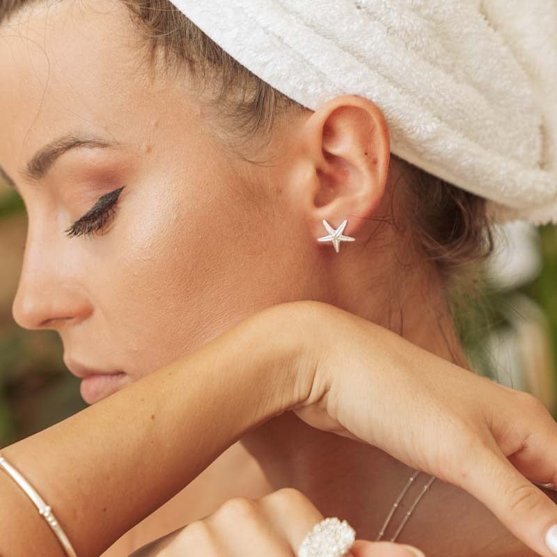 Silver Mini Starfish Stud Earrings