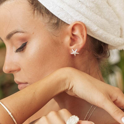 Silver Mini Starfish Stud Earrings
