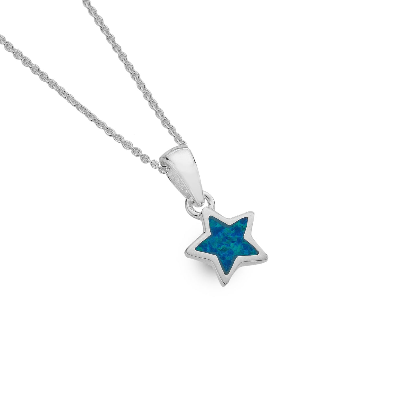 Sea Gems Sterling Silver Opal Star Necklace