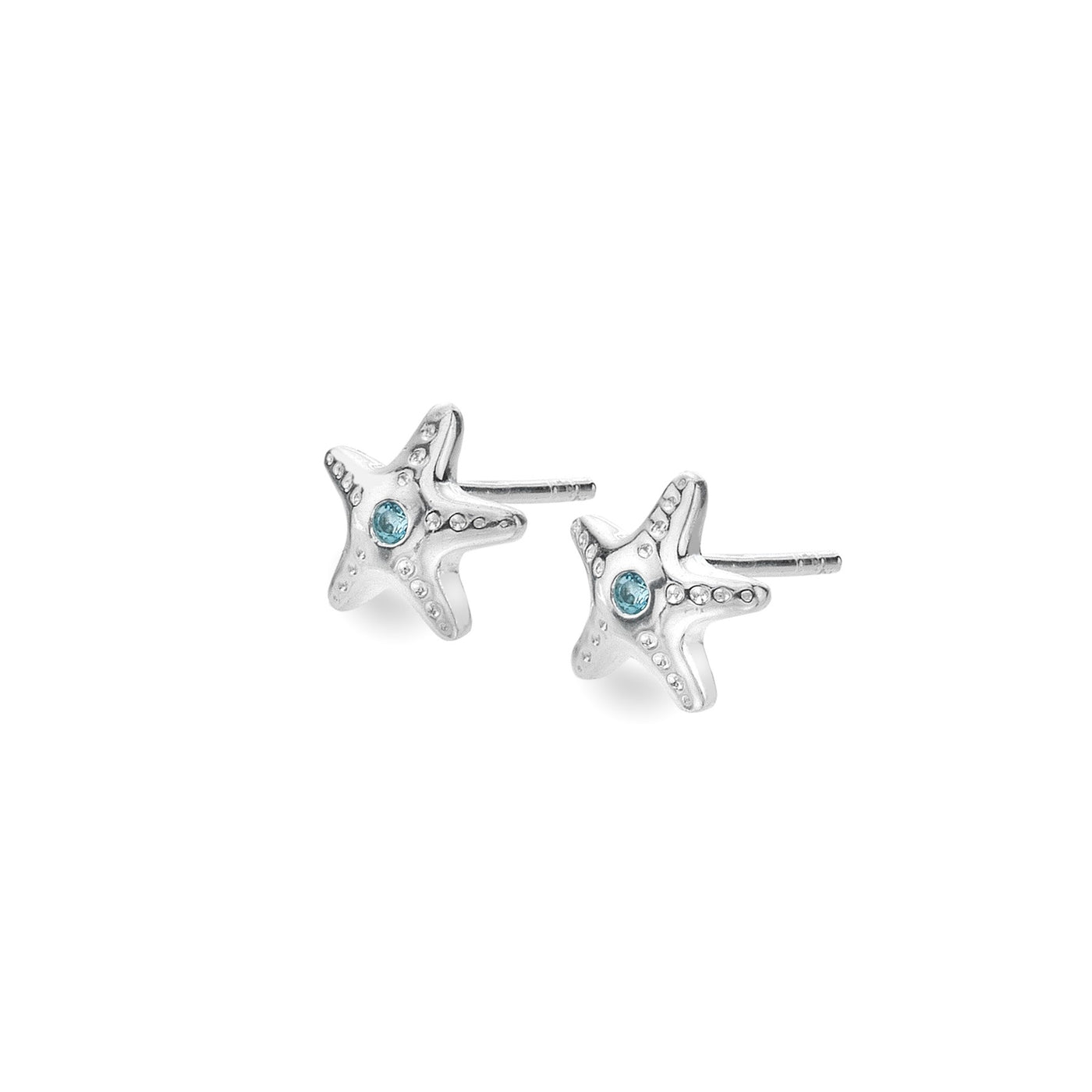 Sea Gems Sterling Silver Blue Topaz Starfish Stud Earrings