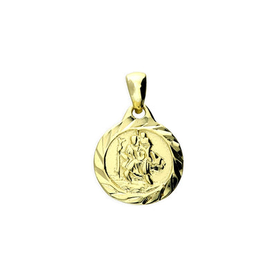 24ct Gold Plated Sterling Silver Diamond-Cut St Christoper Pendant