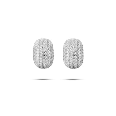 Statement Sterling Silver Cubic Zirconia Pavé Stud Earring