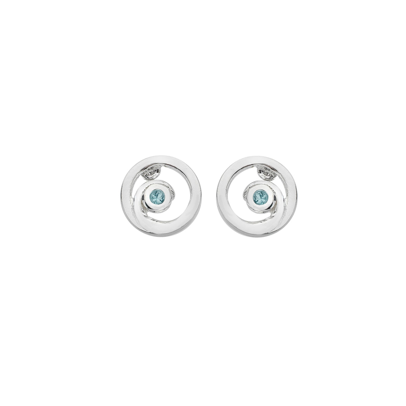Sea Gems Sterling Silver Blue Topaz Wave Stud Earrings