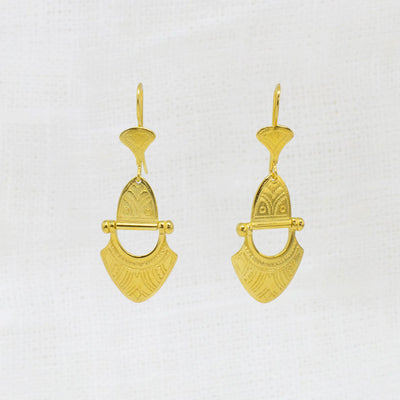 18ct Gold Vermeil Engraved Tuareg Hinge Drop Earrings